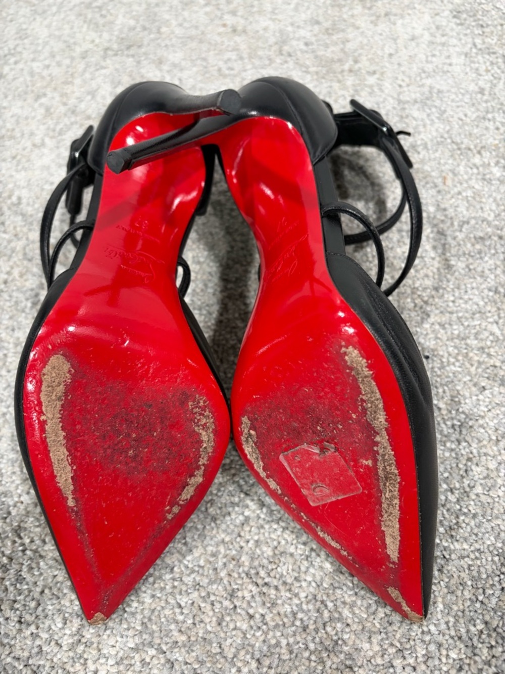 Christian Louboutin Black Strappy Pointed-Toe Heels. No box or dust bag. - Picture 4 of 4